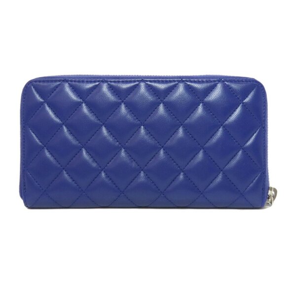 CHANEL Purple Lambskin Leather Logo Wallet - Picture 2 of 11